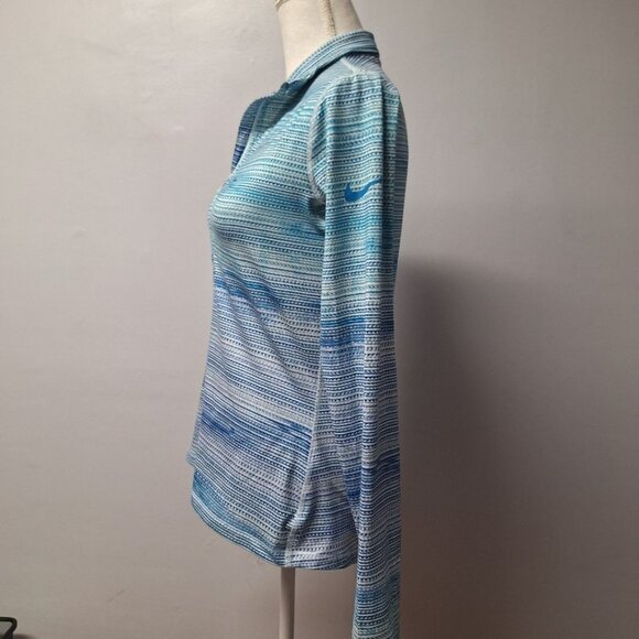 Nike Dri‎ Fit Athletic Top Tight Blue Running Womens Medium Long Sleeve Thumb - Picture 3 of 8